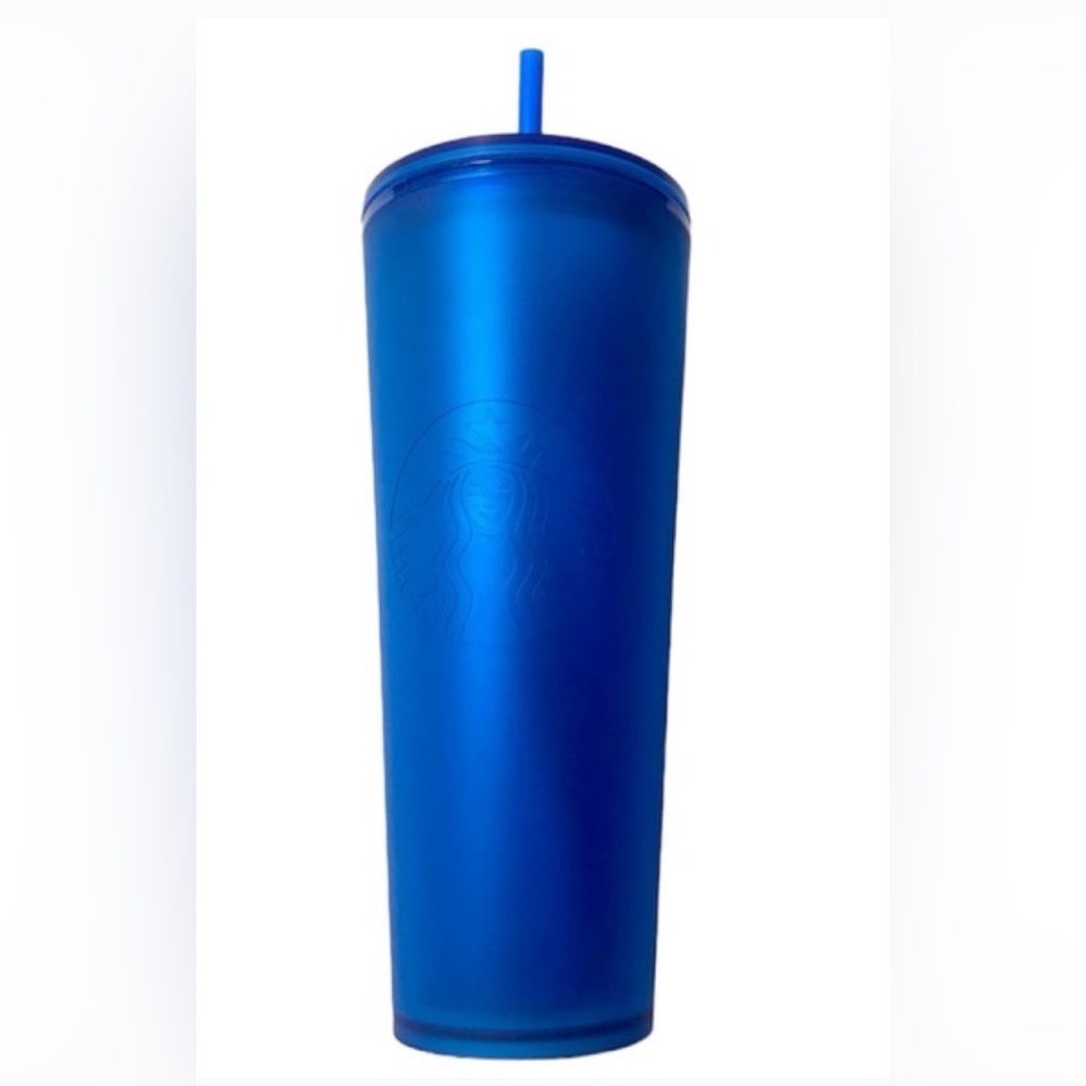 Starbucks Matte Blue Bell Soft Touch Cold Cup 24oz Venti Tumbler.